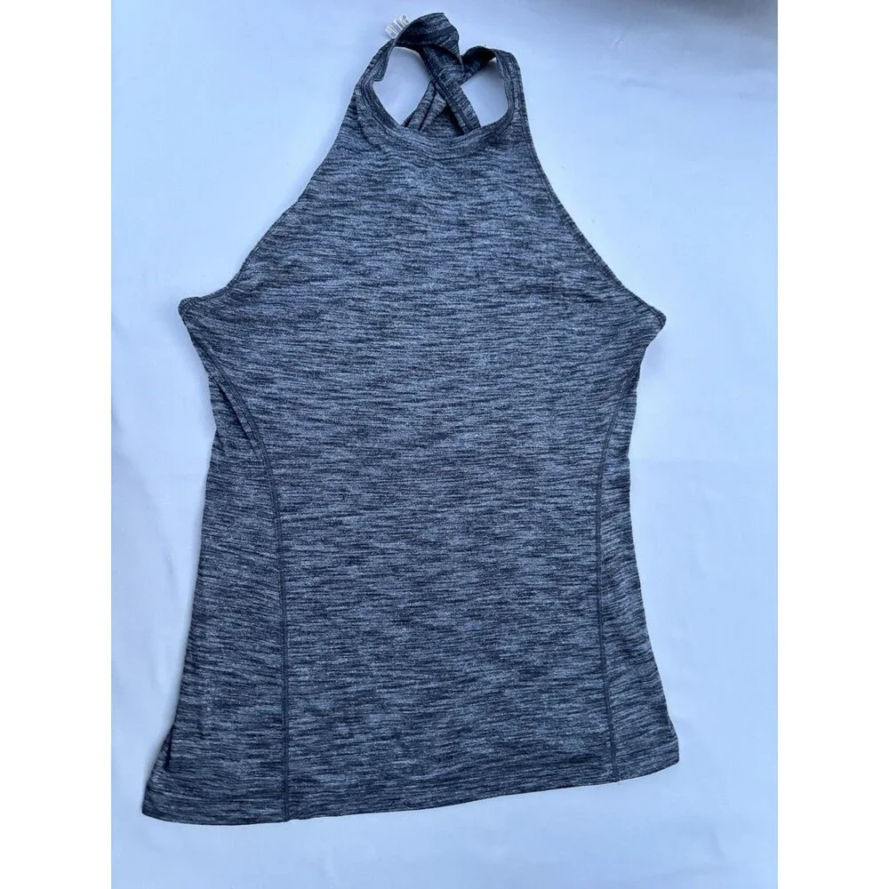 Lululemon Womens Heather Gray Tank Trapeze Twist Tank Top Gym Running Yoga Sz 6